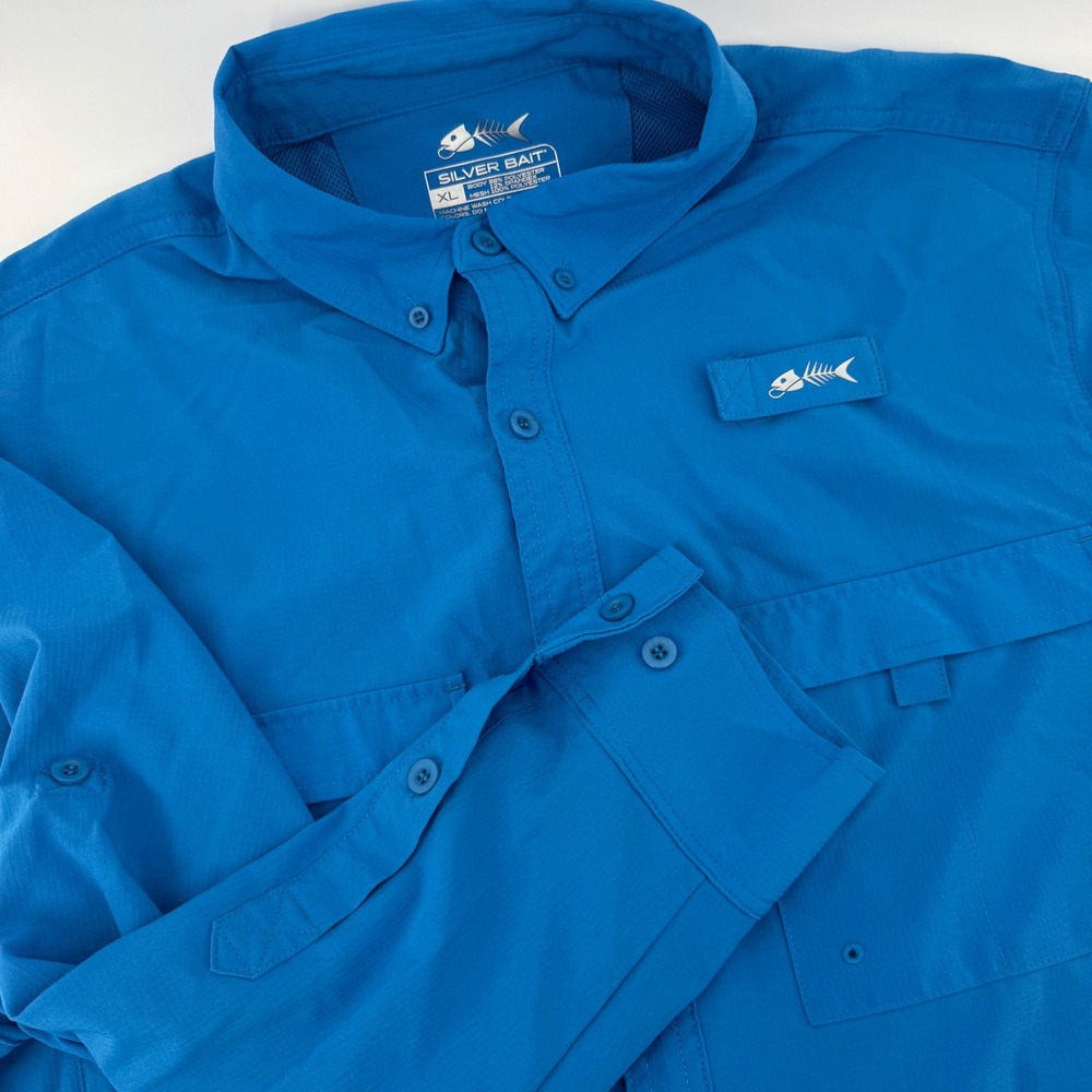 Silver Bait Mens XL Blue Long Sleeve Vented Performance Fishing Shirt RN101760